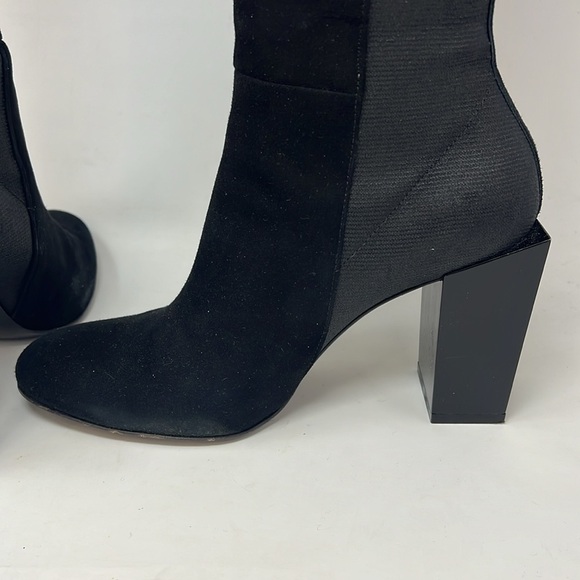 Carlo Pazolini Sz 37.5 Suede Elastic Lucite Block Heel Tall Boots - Picture 4 of 11